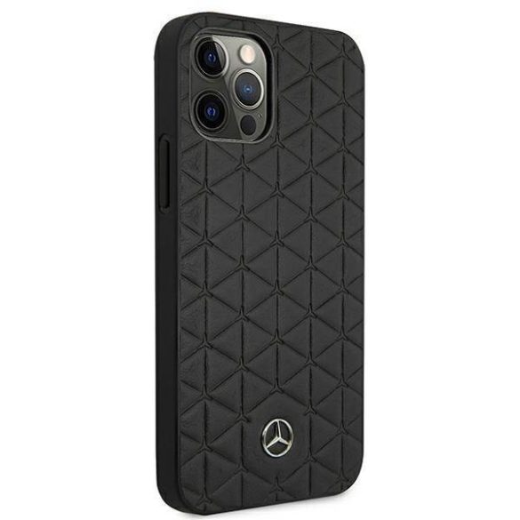 Mercedes MEHCP12LSPSBK iPhone 12 Pro Max 6,7" fekete bőr steppelt dombornyomott keménytok