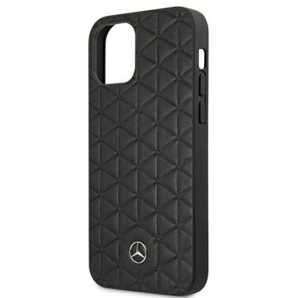 Mercedes MEHCP12LSPSBK iPhone 12 Pro Max 6,7" fekete bőr steppelt dombornyomott keménytok