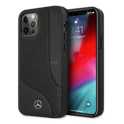   Mercedes MEHCP12LCDOBK iPhone 12 Pro Max 6,7" fekete perforált bőr keménytok