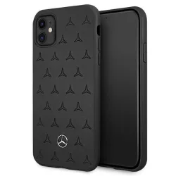   Mercedes MEHCN61PSQBK iPhone 11 6,1" / Xr fekete csillag mintás bőr keménytok