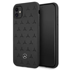 Mercedes MEHCN61PSQBK iPhone 11 6,1" / Xr fekete csillag mintás bőr keménytok