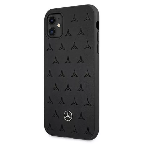 Mercedes MEHCN61PSQBK iPhone 11 6,1" / Xr fekete csillag mintás bőr keménytok