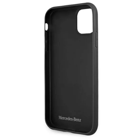 Mercedes MEHCN61PSQBK iPhone 11 6,1" / Xr fekete csillag mintás bőr keménytok