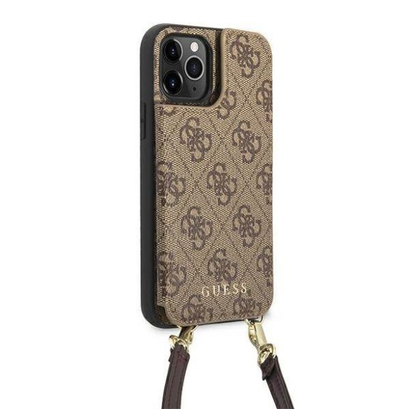 Guess GUHCP12MCB4GB iPhone 12 / 12 Pro 6,1" barna 4G Crossbody kártyatartós keménytok