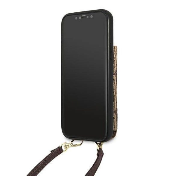 Guess GUHCP12MCB4GB iPhone 12 / 12 Pro 6,1" barna 4G Crossbody kártyatartós keménytok