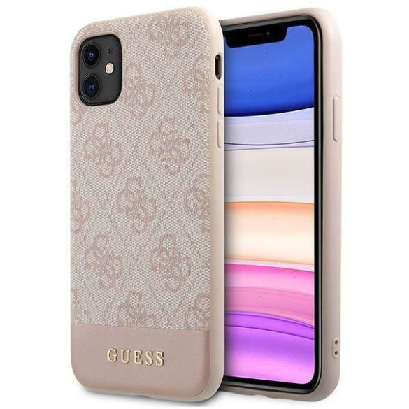 Guess GUHCN61G4GLPI iPhone 11 6,1" / Xr rózsaszín 4G Stripe Collection keménytok