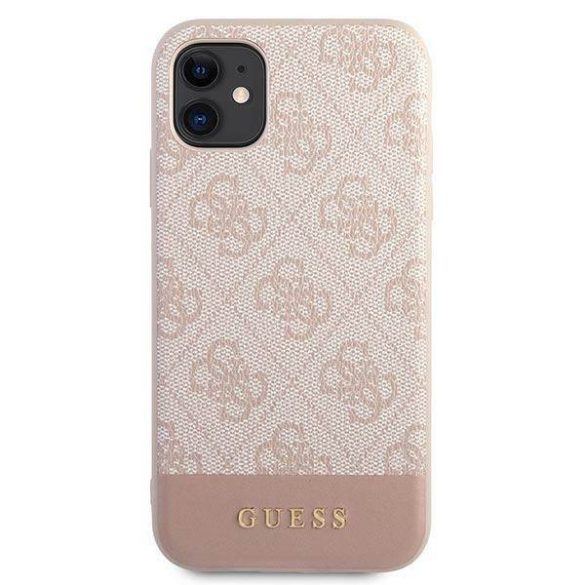 Guess GUHCN61G4GLPI iPhone 11 6,1" / Xr rózsaszín 4G Stripe Collection keménytok