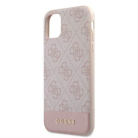 Guess GUHCN61G4GLPI iPhone 11 6,1" / Xr rózsaszín 4G Stripe Collection keménytok