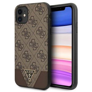 Guess GUHCN61PU4GHBR iPhone 11 6,1" / Xr 6,1" barna 4G Triangle Collection keménytok