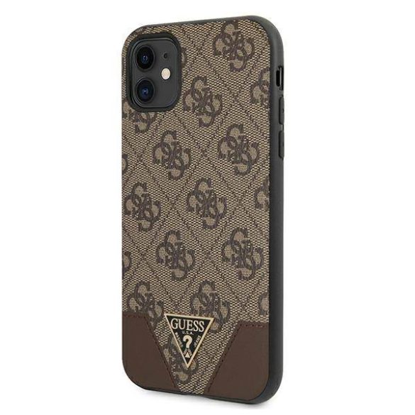 Guess GUHCN61PU4GHBR iPhone 11 6,1" / Xr 6,1" barna 4G Triangle Collection keménytok