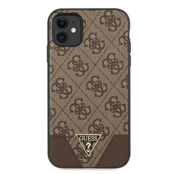 Guess GUHCN61PU4GHBR iPhone 11 6,1" / Xr 6,1" barna 4G Triangle Collection keménytok