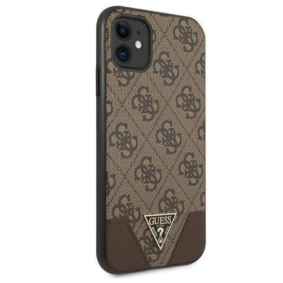 Guess GUHCN61PU4GHBR iPhone 11 6,1" / Xr 6,1" barna 4G Triangle Collection keménytok