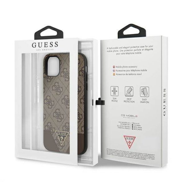 Guess GUHCN61PU4GHBR iPhone 11 6,1" / Xr 6,1" barna 4G Triangle Collection keménytok