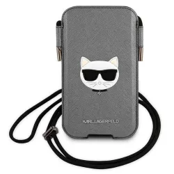   Karl Lagerfeld telefon táska KLHCP12LOPHCHG 6,7" szürke keménytok Saffiano ikonikus Choupette fej