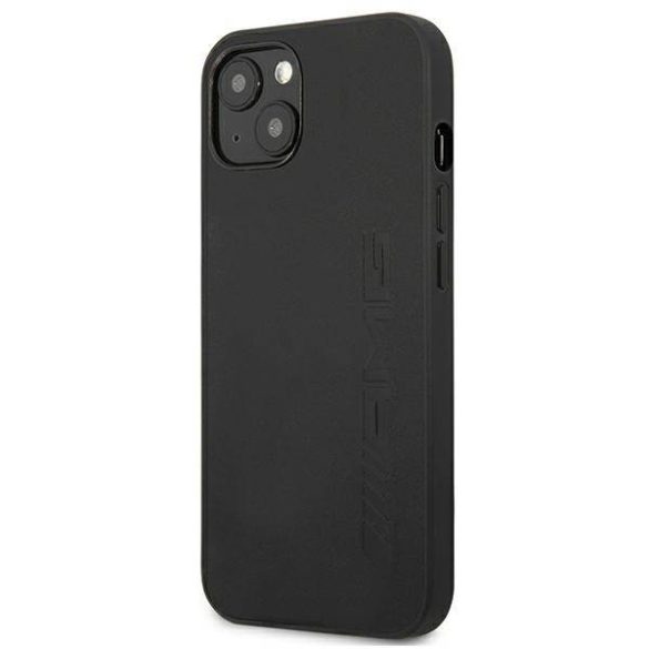 AMG AMHCP13MDOLBK iPhone 13 / 14 / 15 6.1" fekete keménytok bőr, beleégetett logóvel ellátva
