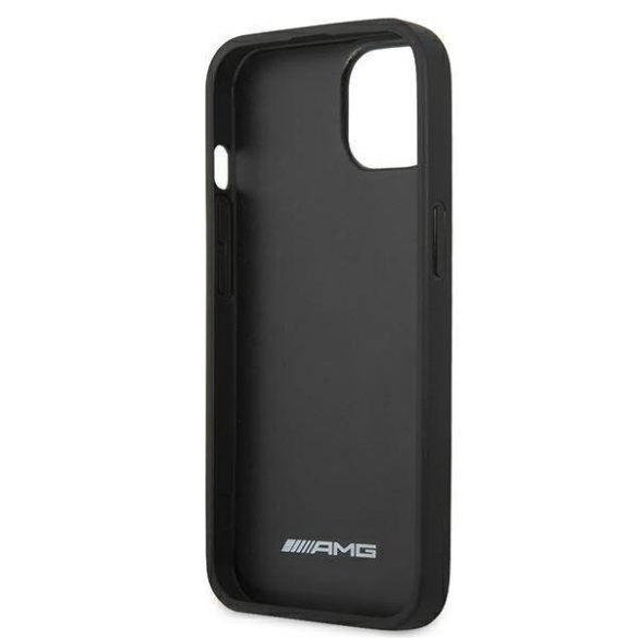 AMG AMHCP13MDOLBK iPhone 13 / 14 / 15 6.1" fekete keménytok bőr, beleégetett logóvel ellátva