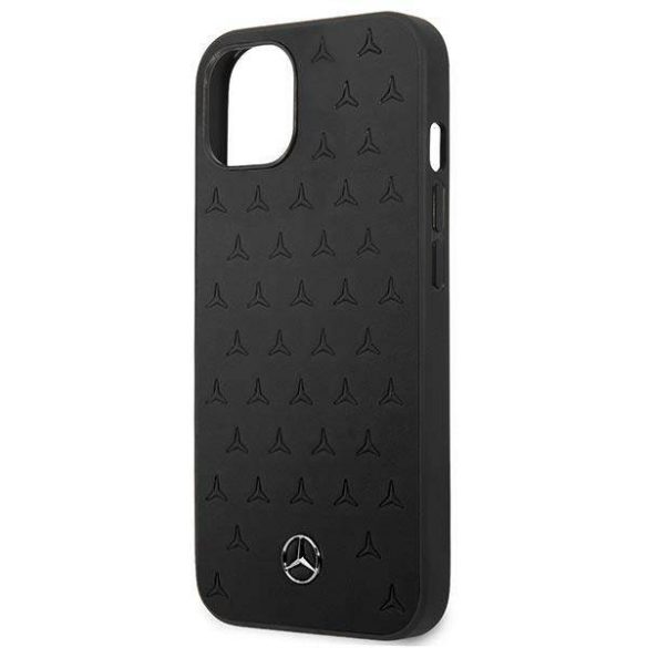 Mercedes MEHCP13SPSQBK iPhone 13 mini 5,4" fekete csillag mintás bőr keménytok