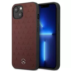   Mercedes MEHCP13SPSQRE iPhone 13 mini 5,4" piros csillag mintás bőr keménytok