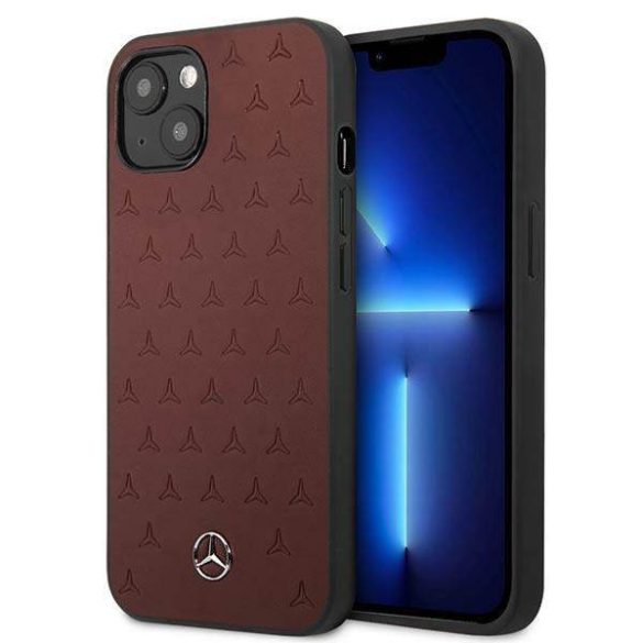 Mercedes MEHCP13SPSQRE iPhone 13 mini 5,4" piros csillag mintás bőr keménytok