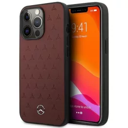   Mercedes MEHCP13LPSQRE iPhone 13 Pro / 13 6,1" piros csillag mintás bőr keménytok