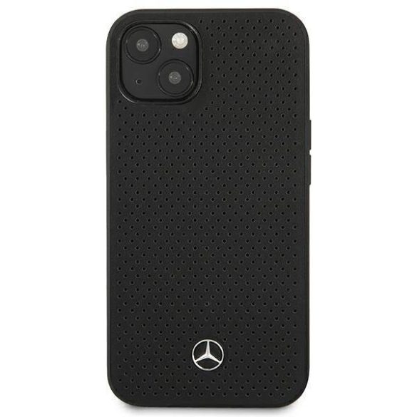 Mercedes MEHCP13MDELBK iPhone 13 / 14 / 15 6.1" fekete keménytok bőr perforált