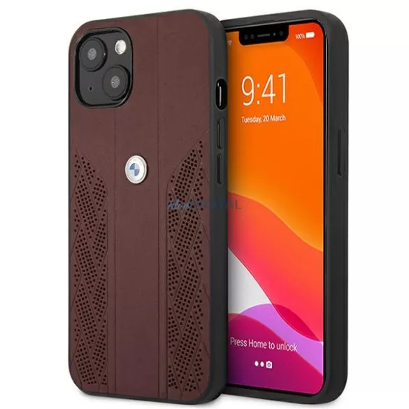 BMW BMHCP13SRSPPR iPhone 13 mini 5,4" piros bőr Curve perforált keménytok