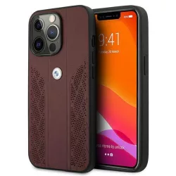   BMW BMHCP13XRSPPR iPhone 13 Pro Max 6,7" piros bőr Curve perforált keménytok