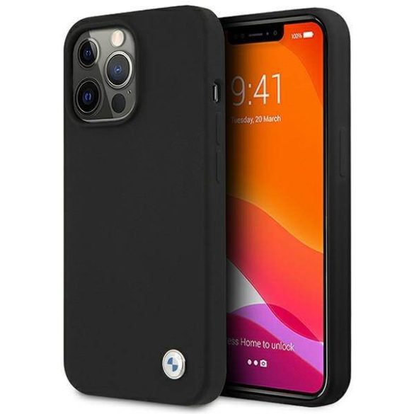 BMW BMHCP13XSILBK iPhone 13 Pro Max 6,7" fekete Signature szilikon keménytok