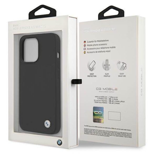 BMW BMHCP13XSILBK iPhone 13 Pro Max 6,7" fekete Signature szilikon keménytok