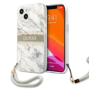 Guess GUHCP13SKMABGR iPhone 13 mini 5,4" szürke Marble Strap Collection keménytok