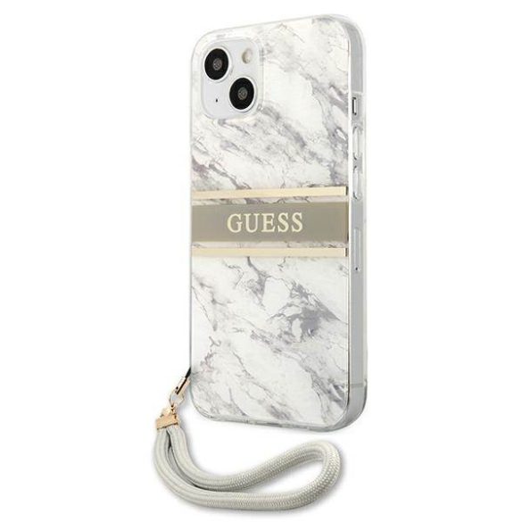 Guess GUHCP13SKMABGR iPhone 13 mini 5,4" szürke Marble Strap Collection keménytok