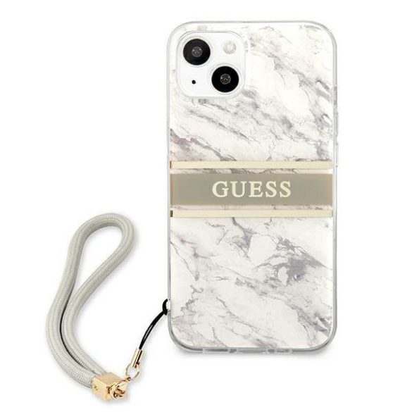 Guess GUHCP13SKMABGR iPhone 13 mini 5,4" szürke Marble Strap Collection keménytok