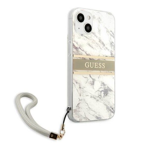 Guess GUHCP13SKMABGR iPhone 13 mini 5,4" szürke Marble Strap Collection keménytok