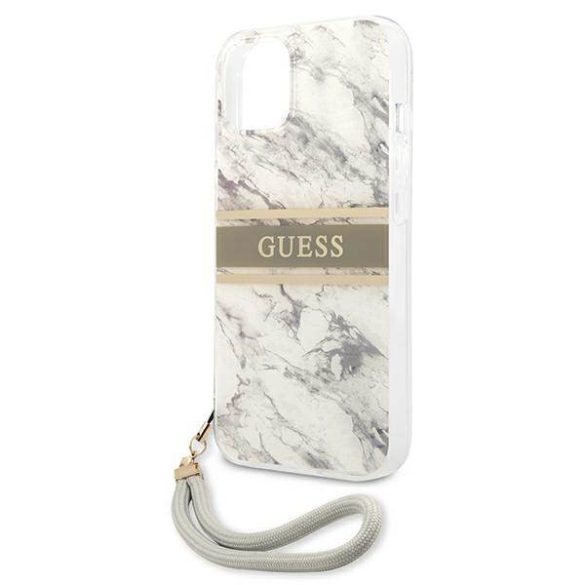 Guess GUHCP13SKMABGR iPhone 13 mini 5,4" szürke Marble Strap Collection keménytok