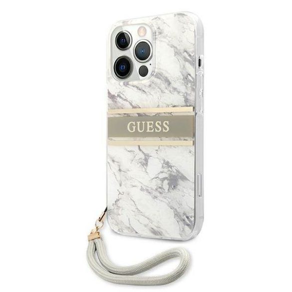Guess GUHCP13XKMABGR iPhone 13 Pro Max 6,7" szürke Marble Strap Collection keménytok