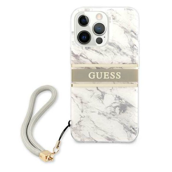 Guess GUHCP13XKMABGR iPhone 13 Pro Max 6,7" szürke Marble Strap Collection keménytok