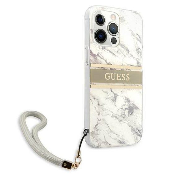 Guess GUHCP13XKMABGR iPhone 13 Pro Max 6,7" szürke Marble Strap Collection keménytok