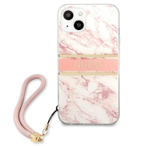 Guess GUHCP13SKMABPI iPhone 13 mini 5,4" rózsaszín Marble Strap Collection keménytok