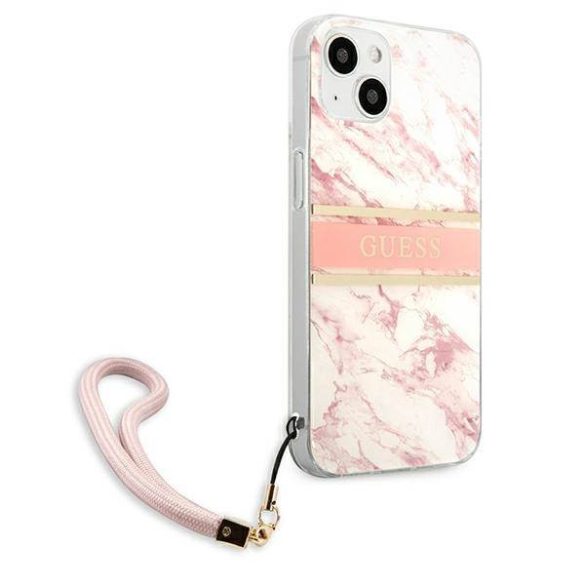 Guess GUHCP13SKMABPI iPhone 13 mini 5,4" rózsaszín Marble Strap Collection keménytok