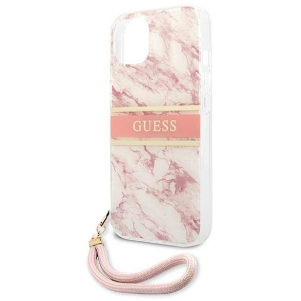 Guess GUHCP13SKMABPI iPhone 13 mini 5,4" rózsaszín Marble Strap Collection keménytok