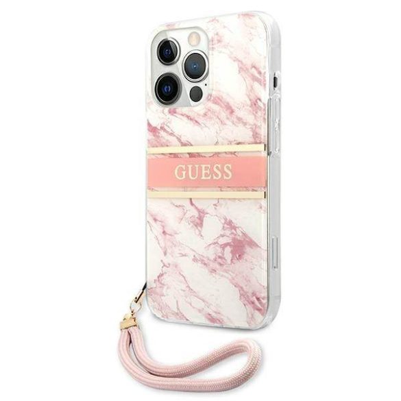 Guess GUHCP13XKMABPI iPhone 13 Pro Max 6,7" rózsaszín Marble Strap Collection keménytok