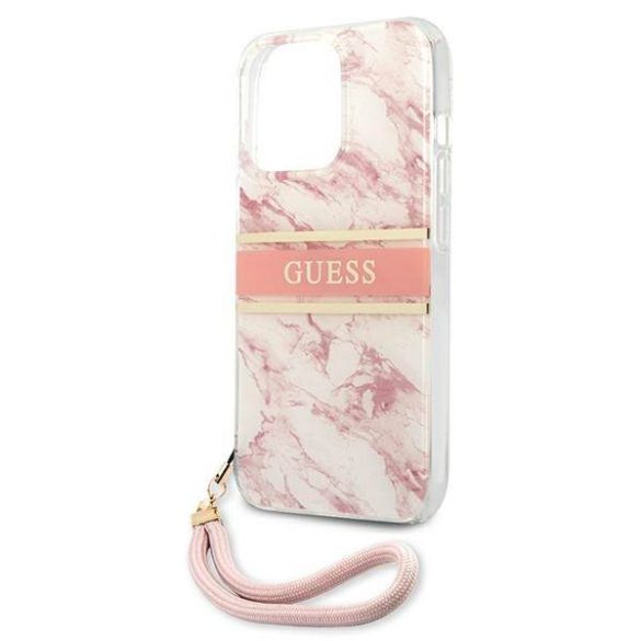 Guess GUHCP13XKMABPI iPhone 13 Pro Max 6,7" rózsaszín Marble Strap Collection keménytok