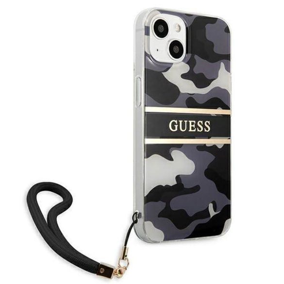 Guess GUHCP13MKCABBK iPhone 13 / 14 / 15 6.1" fekete keménytok terepszínű pánttal