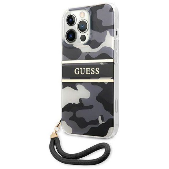 Guess GUHCP13LKCABBK iPhone 13 Pro / 13 6,1" fekete Camo Strap Collection keménytok