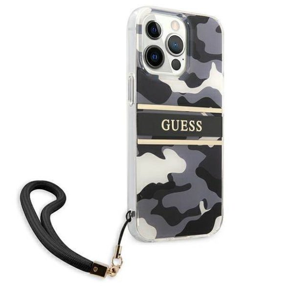 Guess GUHCP13LKCABBK iPhone 13 Pro / 13 6,1" fekete Camo Strap Collection keménytok