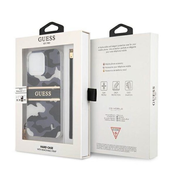 Guess GUHCP13LKCABBK iPhone 13 Pro / 13 6,1" fekete Camo Strap Collection keménytok