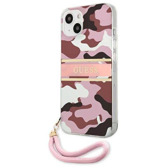 Guess GUHCP13SKCABPI iPhone 13 mini 5,4" rózsaszín Camo Strap Collection keménytok