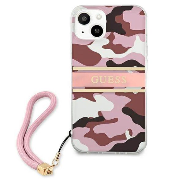 Guess GUHCP13SKCABPI iPhone 13 mini 5,4" rózsaszín Camo Strap Collection keménytok