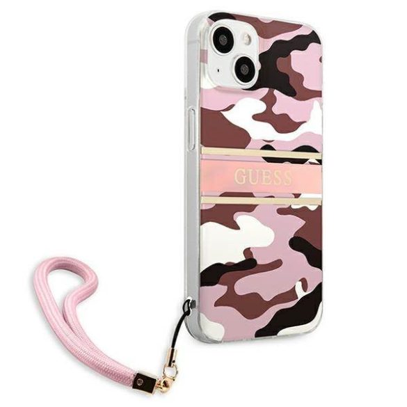 Guess GUHCP13SKCABPI iPhone 13 mini 5,4" rózsaszín Camo Strap Collection keménytok