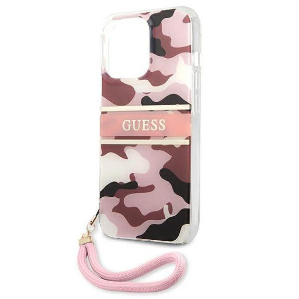 Guess GUHCP13LKCABPI iPhone 13 Pro / 13 6,1" rózsaszín Camo Strap Collection keménytok